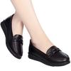 Casual and comfortable flat-bottomed large-size mother shoes 2025 autumn new leather single shoes soft leather non-slip middle-aged and elderly l