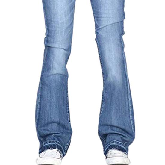 Casual Lady Jeans Mid Waist Plus Size Flare Design Denim Pants for Daily Wear