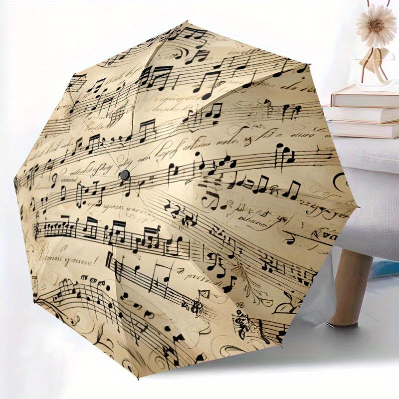 8-Rib Music Note Folding Umbrella | Automatic Opening, Durable Pongee Cloth, Ideal for Outdoor and for Family Travel In All Se