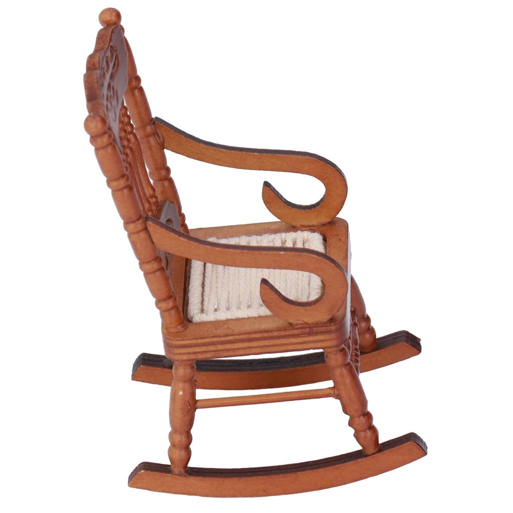Dollhouse Miniature Chair Exquisite Details Bright Color Miniature Dollhouse Wooden Furniture for