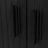Trish Tall Sliding Chest Of Drawers 100 Cm Black Two-Door Grooved Modern