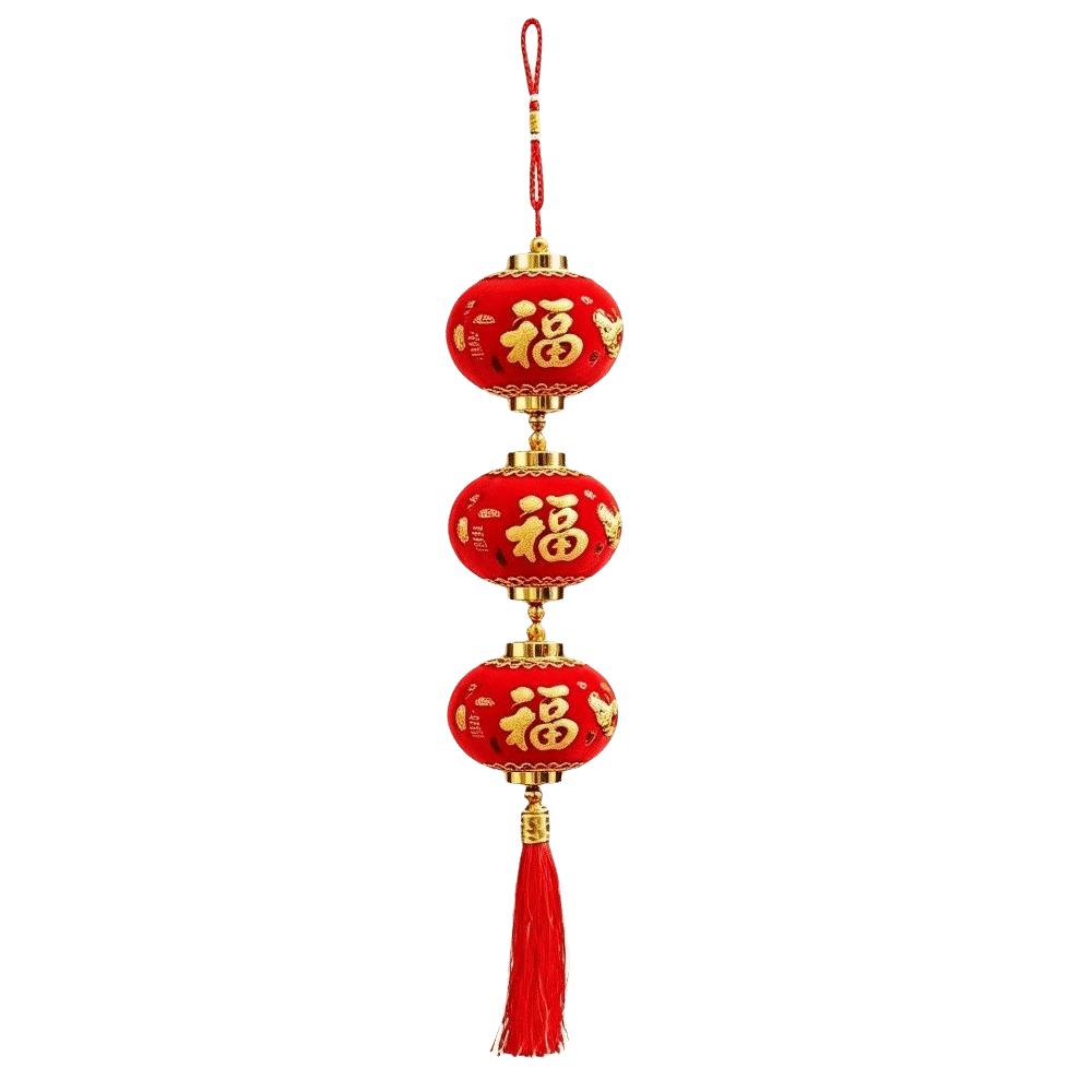 Fu Blessing Hanging Red Ball Lantern With Tassels Chinese Lantern Pendant New Year