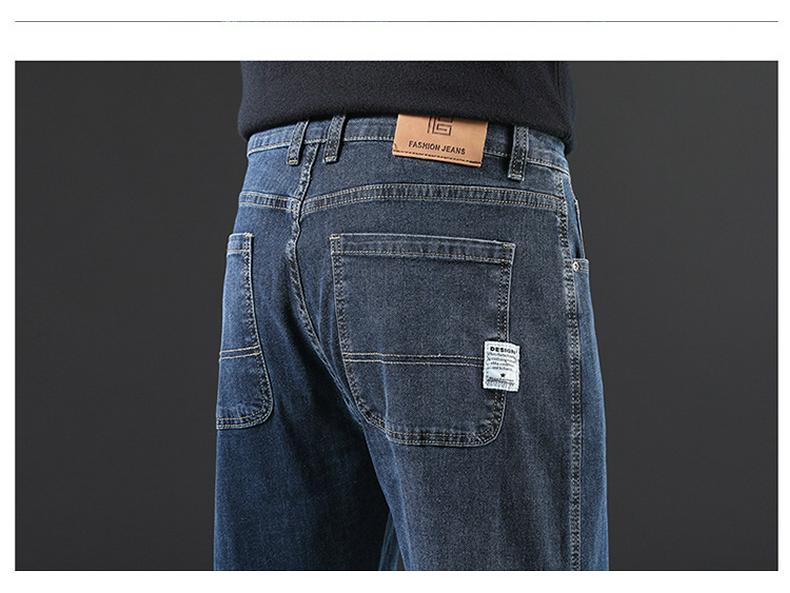 Pánské ležérní džíny s rovnými nohavicemi a elastickým pasem s velvetovou podšívkou na zimu 2023
