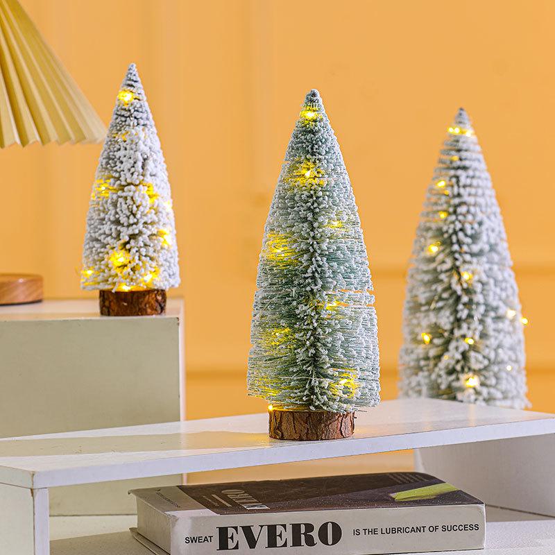 Mini Snowy Cedar Christmas Tree Desktop Ornament – Flocked Decoration Gift
