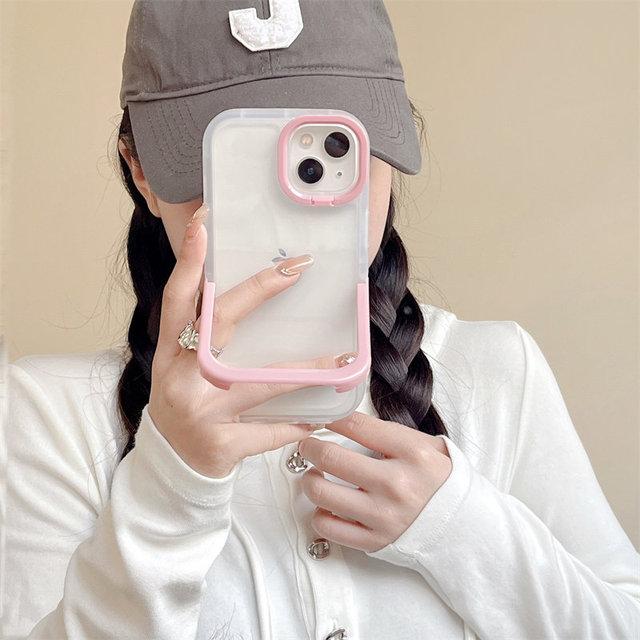 Shockproof Clear Kickstand Phone Case For Iphone 14 Pro Max 13 12 11 Pro Max 14 Plus Lens Protection Silicone Bumper Back Cover