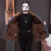 Elegant Women's Velvet-Lined Mid-Length Coat for Autumn/Winter - Stylish, Slimming, High-End Design for Moms