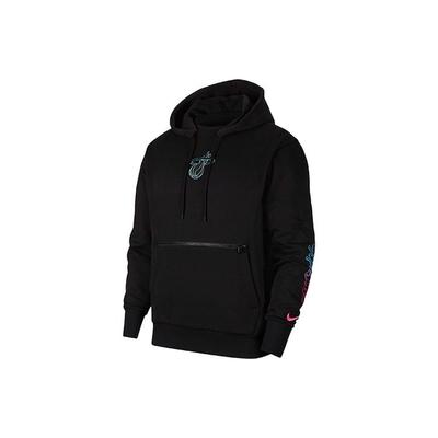 Nike Sweat à capuche à imprimé graphique de basket-ball Miami Heat au bord du terrain Homme Tops Noir CN1815-010