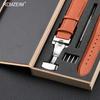 Litchi Pattern Design Leather Wrist Band 18mm 20mm 22mm Men Women Strap with Butterfly Buckle Gift Box Packaging Watchband