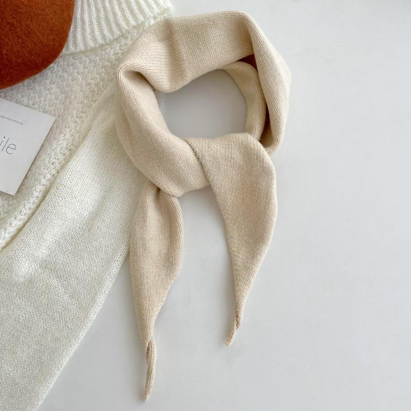 Sweet Knitted French Headscarf Warm Triangle Scarf Women's Korean Versatile Solid Small Shawl Scarf Neck Shoulder Protection