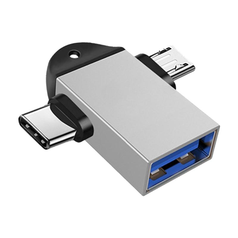 USB 3.0 to Type C and Small USB OTG Adapters Aluminum Type C Converter Pocket Size Adapters for Smartphones Tablets