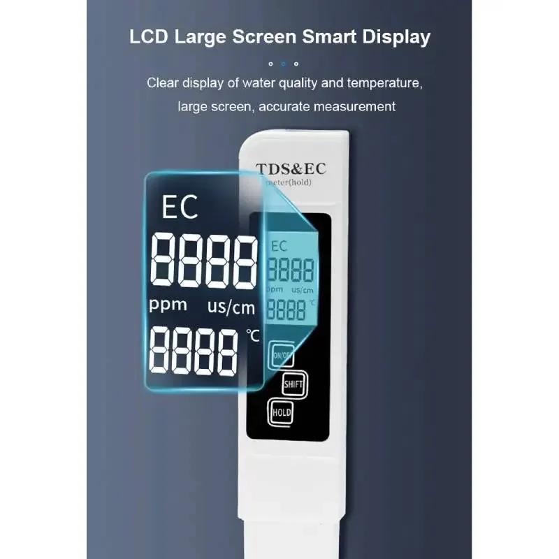 Digital Water Quality Tester TDS EC Meter Range 0-9990 Multifunctional Water Purity Temperature Meter TEMP PPM Tester