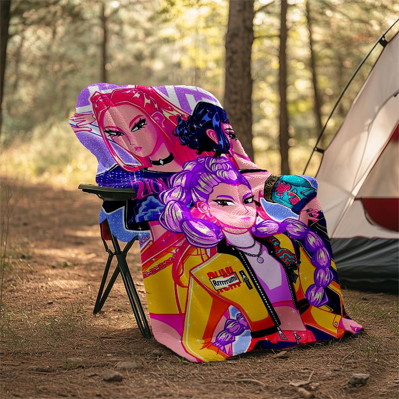 Coperta stampata a tema Cacciatori di Demoni KPop - Perfetta per divano, letto, viaggi e uso all'aperto | Lavabile in lavatrice, accogliente e resistente.