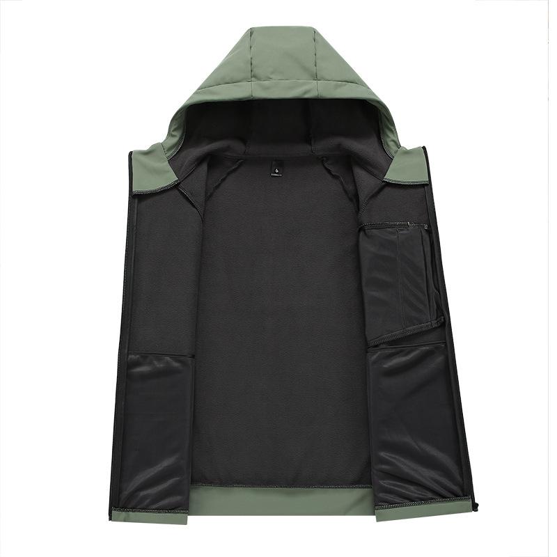 Soft Shell Jacket Men's and Women's Autumn and Winter Fleece Thickened Warm Loose Couple Coat Hooded Jacket