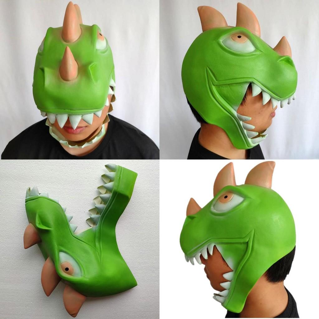 Green Latex Dinosaur Mask Halloween Costumes Props Themed Party Accessories