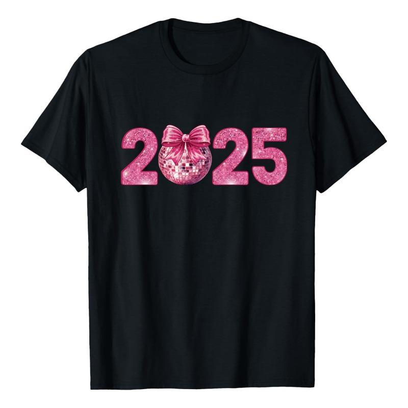 NEW YEAR Printed Trendy T-shirt Sports and Leisure Hoodie Round Neck Loose Short Sleeve T-Shirts Women’s