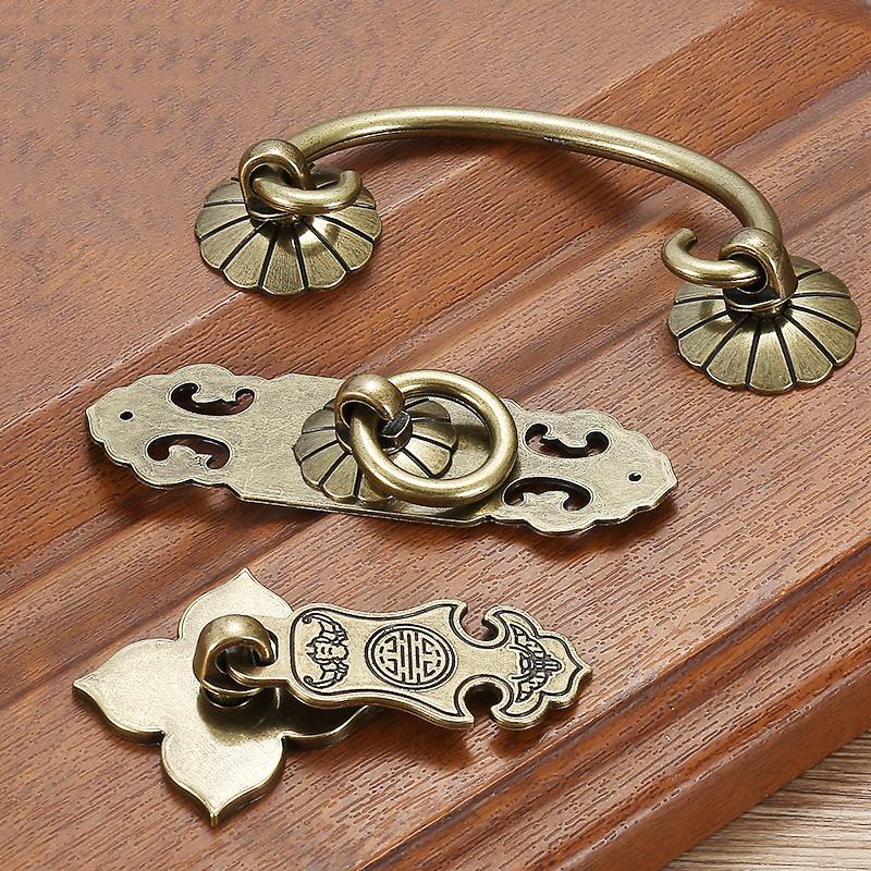 Vintage Antique Bronze Cabinet Handles Chinese Style Furniture Handle Drawer Knobs Wardrobe Door Pulls Furniture Hardware