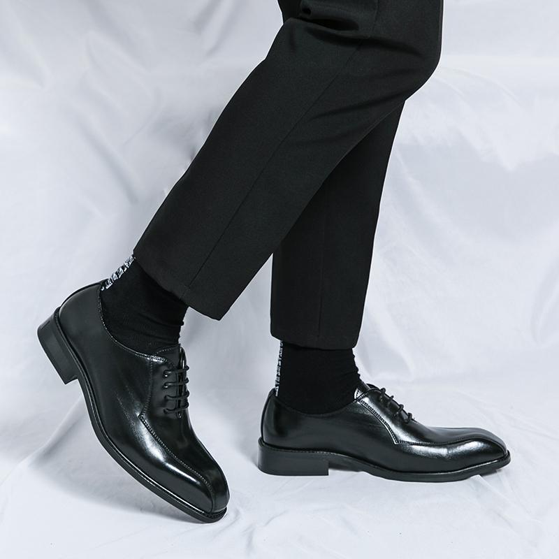 Fashion Business Formal Men's Leather Shoes Retro Versatile Design Style Dress Up Party Adult Elegant Luxury Minimalist Shoes -46 New