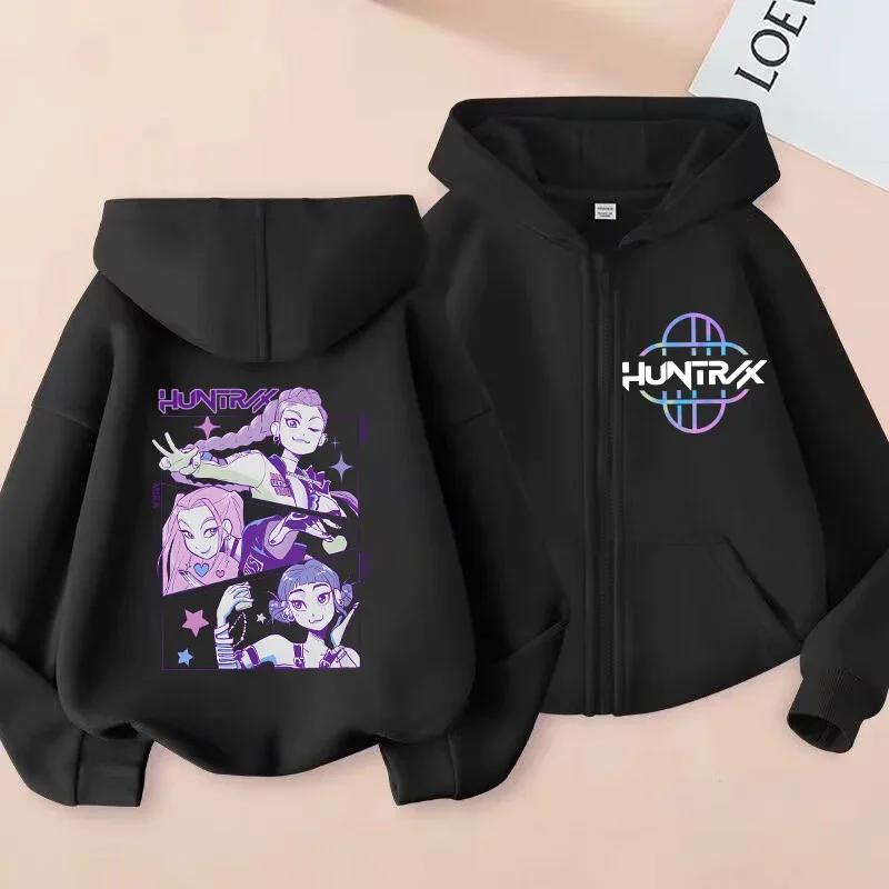 Hoodies Sweatshirts Girls Zip Sweatshirt Children's Clothing Cartoon Print Hoodie Casual Top