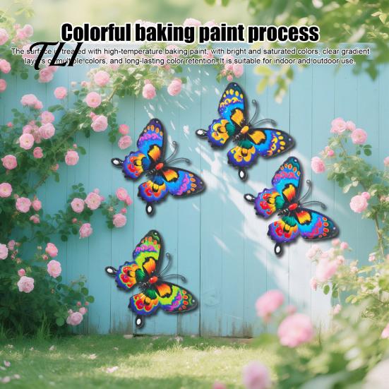 Colorful Iron Wall Sculptures Metal Butterfly Decorations, Art Sculpture Hanging Decor, Outdoor Indoor Decor for Living Room Bedroom Garden