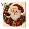 Numbered Canvas Painting Christmas Faux Pearl Art Kit, Santa Snowy Cottage DIY Kits for Adults 3D Bead Craft Set Adults, Home Winter Holiday