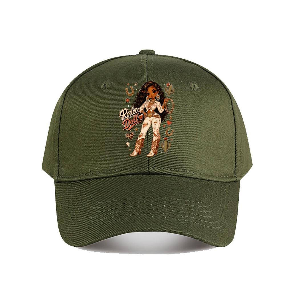 Glam Western Rodeo Doll Illustration Baseball Cap Fashion Outdoor Sports Sunhat Unisex Snapback Cap Womens