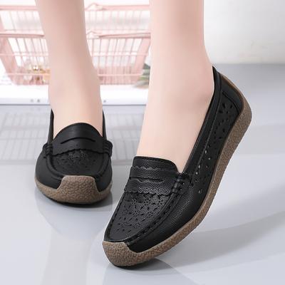 Summer Women Moccasins Leather Driving Shoes Comfort Flats Casual Nurse Loafers Walking Shoes for Mother