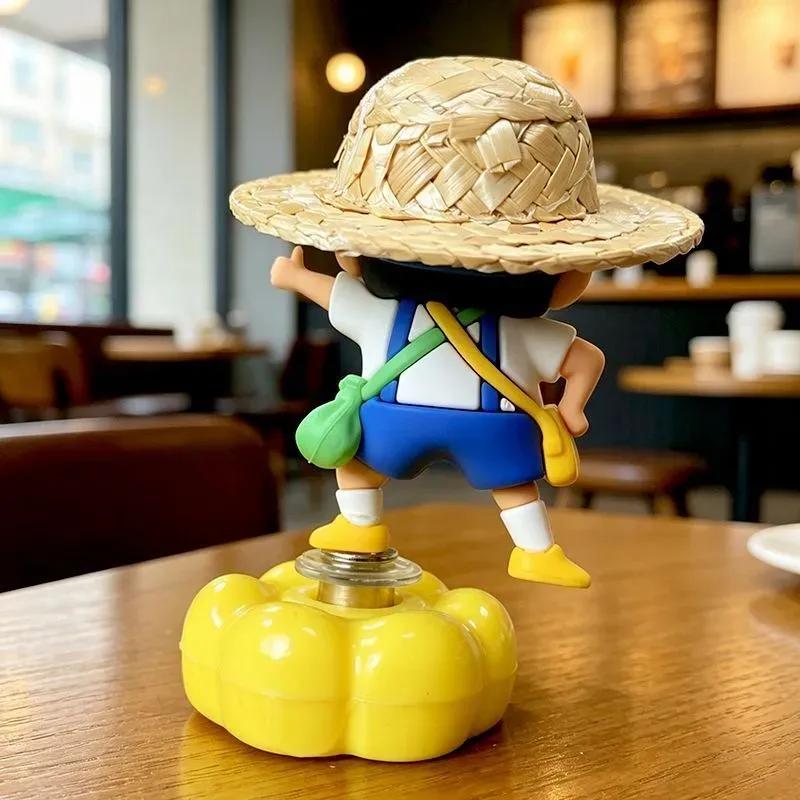 Rotatable Straw Hat Crayon Shin-Chan Car Dashboard Ornaments Auto Interior Console Decor Figurines Desktop Decoration Mini Model