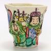 Mino Ware Teacup by Wada Hitori, Overglaze Design with Seven Lucky Gods, Gift Boxed, 105-0032