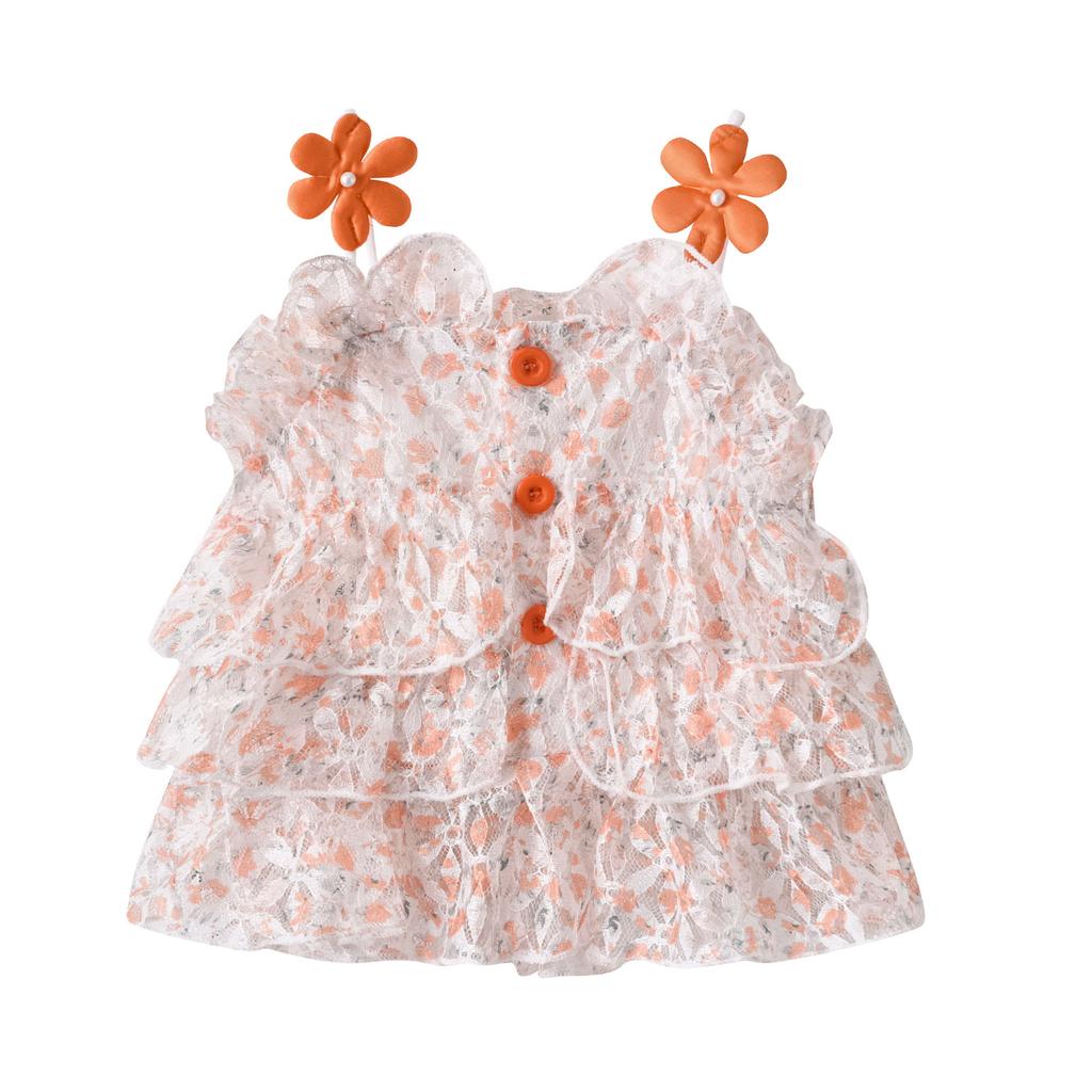 Girls Summer Floral Camisole Thin Breathable Ruffle Sleeveless Top Baby Cool Fashion Vest