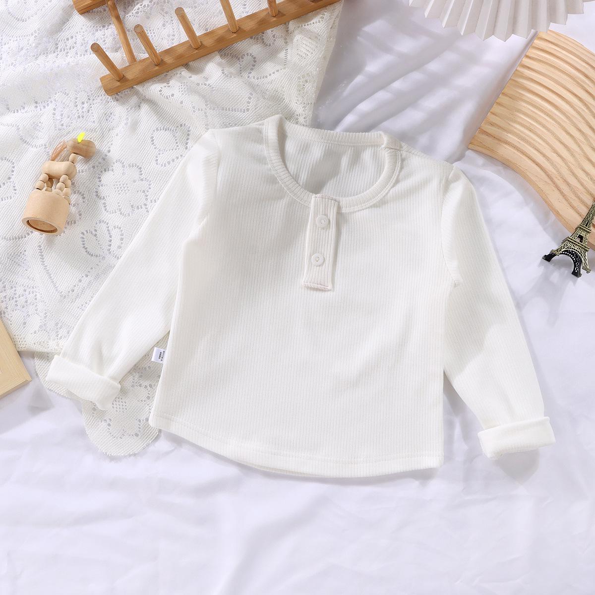 

Детский базовый слой с длинным рукавом из рубчатого вельвета - Универсальный круглый вырез для весны и осени 80cm (Height 59-70cm)