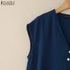 ZANZEA Women Casual V-Neck Summer Sleeveless Tank Tops