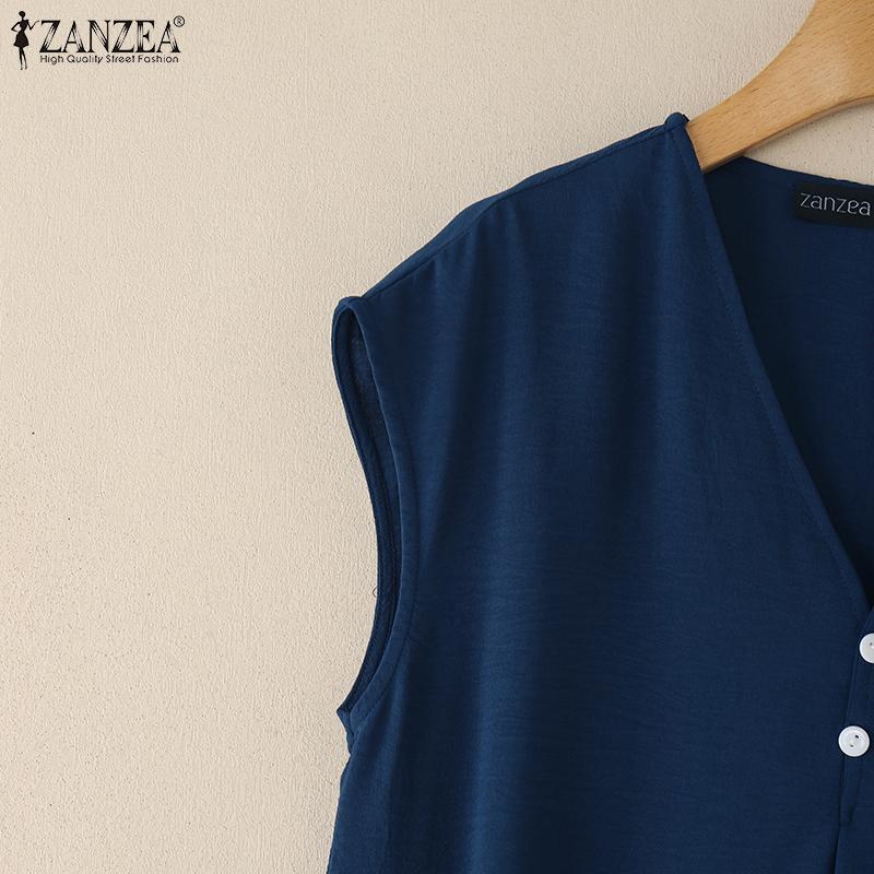 ZANZEA Women Casual V-Neck Summer Sleeveless Tank Tops