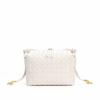 Borsa a tracolla quadrata compatta in vera pelle intrecciata da donna, minimalista, piccola
