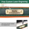 Customized ID Nameplate Dog Collar PU Leather Soft Padded Dog Collars Free Engraving Name for Small Medium Large Dogs Adjustable