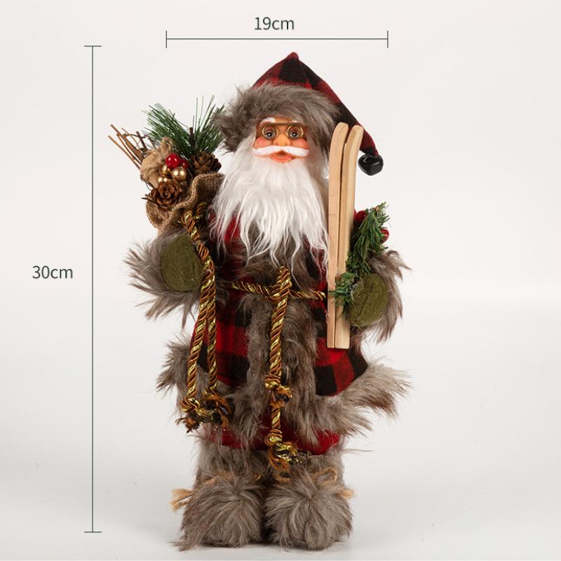 Christmas Decorations pink Santa Claus Dolls Standing Christmas Figurine Holiday Decoration Ornaments Layout Window Decoration