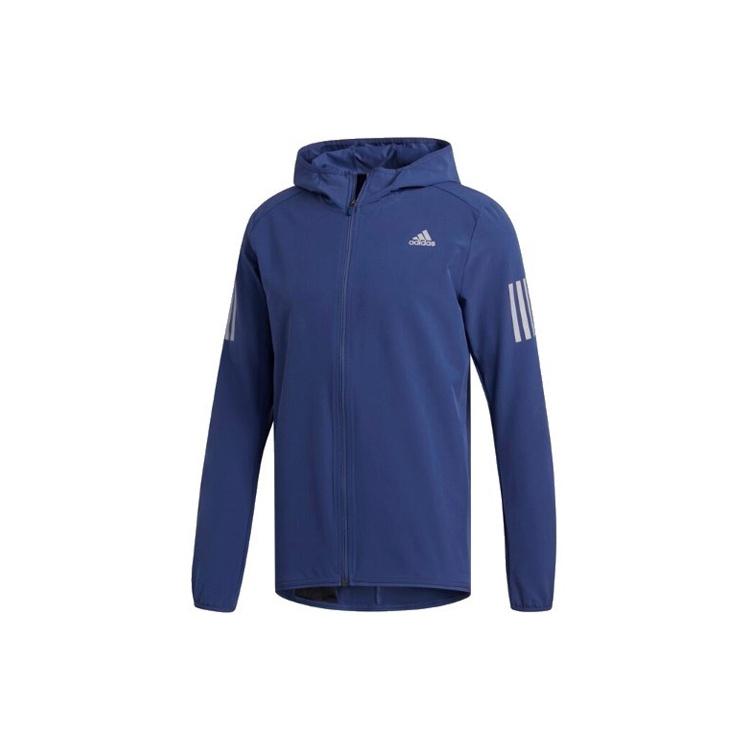 adidas Solid Color Running Sports Hooded Jacket Blue Men s FR0800 XS