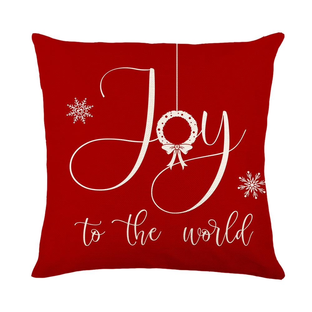 Christmas Pillow Cover Home Decor Letter-printed Linen Cushion Cover Sofa Pillow Cover