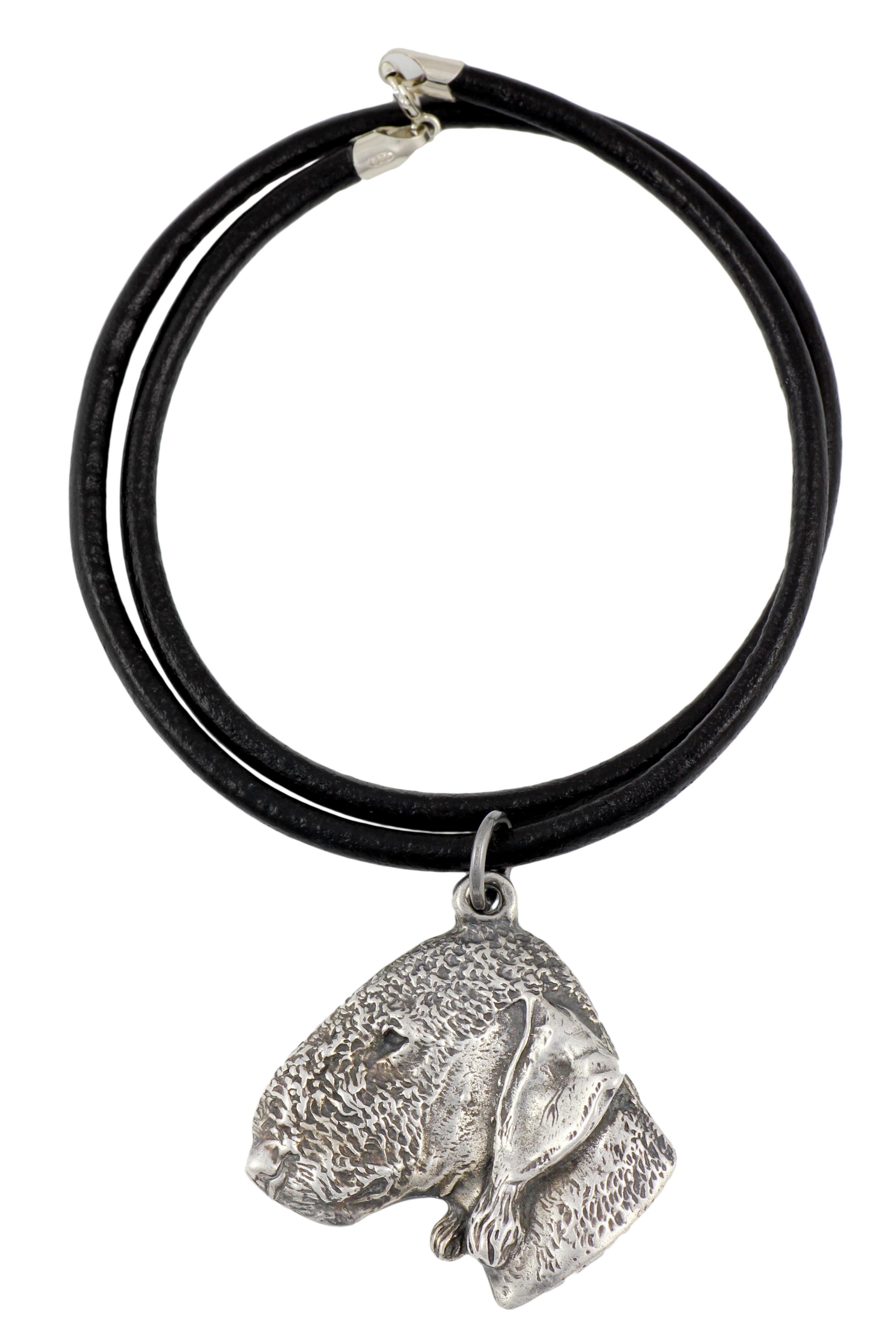 

Bedlington Terrier, Rothbury Terrier, Rodbery Terrier - Necklace with dog, silver-plated pendant for dog fan, unique jewelry by Art-Dog brand срібний