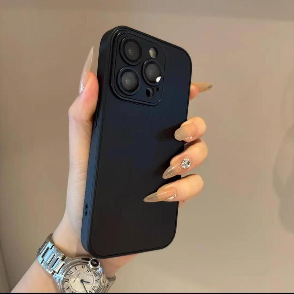 PU Leather Phone Case For iPhone 16 15 14 Plus 13 12 11 Pro Max Lens Protection Soft Silicone Bumper Shockproof Matte Cover