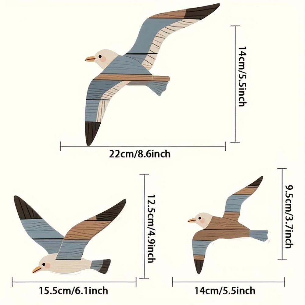 Fashion 3PCS Set Seagull Wall Decorations Coast Theme Handcrafted Wall Art Wooden Marine Bird Decor Home Decoration