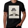 Poträtt av Leonard Cohen i blyerts T-shirt Vardaglig Minimalistisk Kortärmad Topp