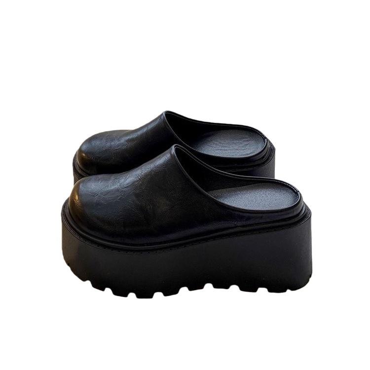 Malé vyvýšené poloboty s tlustou podrážkou, nové podzimní líné retro pantofle Birkenstocks
