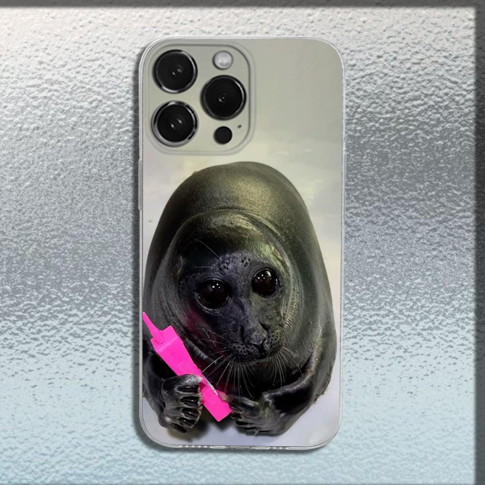 

Seal Funny Cute Phone Case For iPhone 16,15,14,13,12,11 Plus,Pro,Max,XR,XS,X,Plus,SE,Mini Transparent Soft Cover iPhone13mini