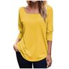 Women's Fashionable Waist Square Neck Long Sleeve Color T-Shirt Top