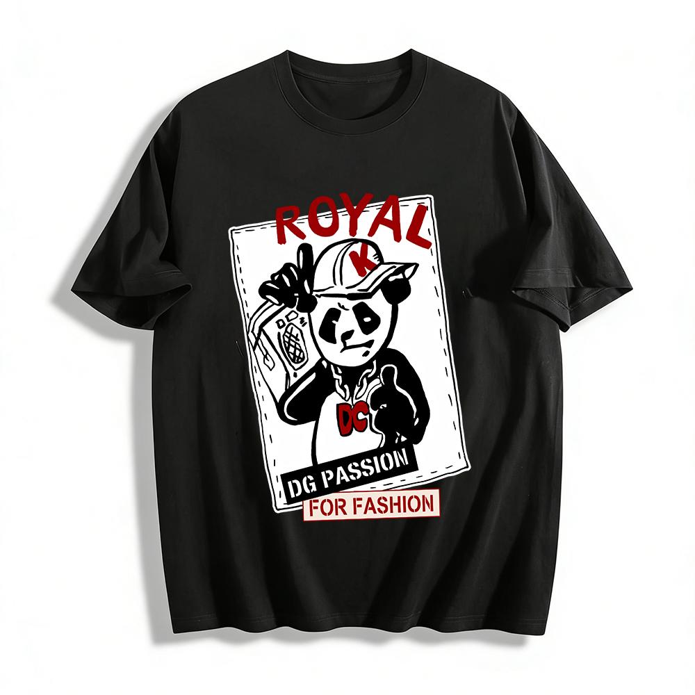 Royal DG Passion Street Style Panda Print Trendy Casual Tee Pure cotton T-shirt XXS