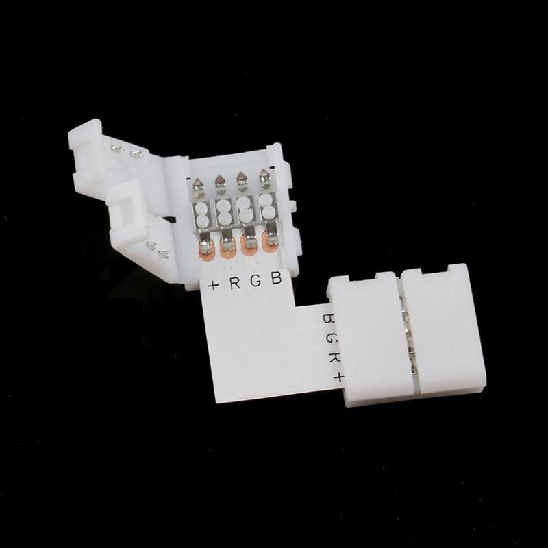 4 Packs L-shape 4Pin RGB 5050 LED Connector LED Strip Light Connectors