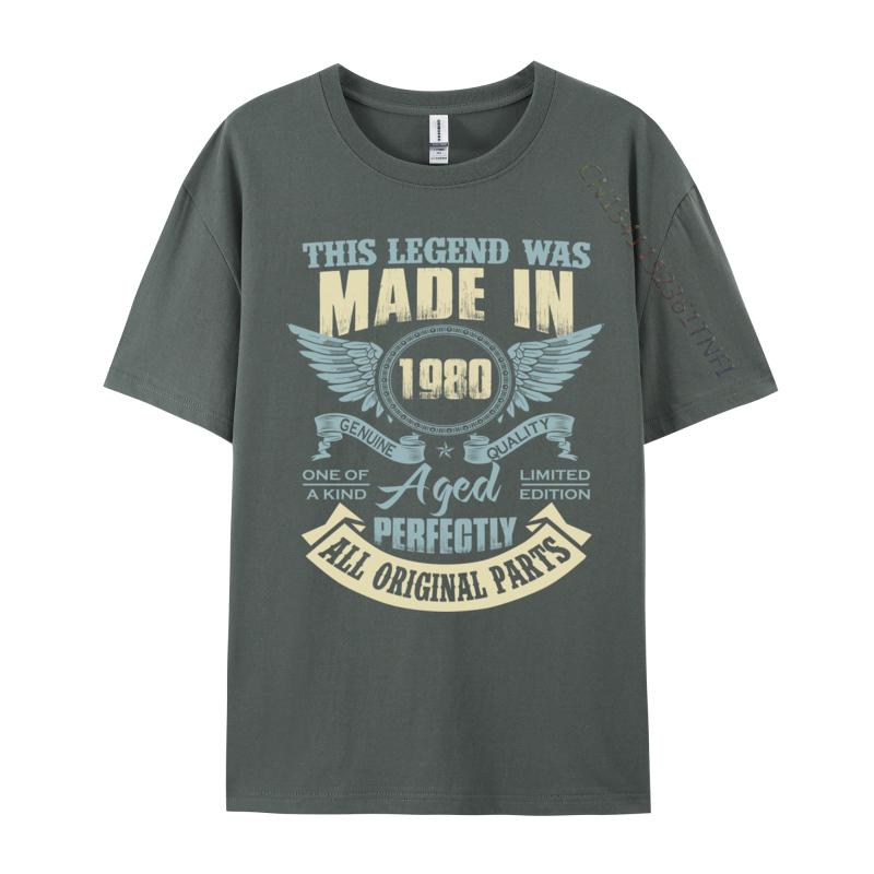 Unisexs T Shirt 43rd Birthday Legend Made In 1980 Tshirts Funny Tshirts Cotton Clothing Shirt Vintage Printed Tshirts