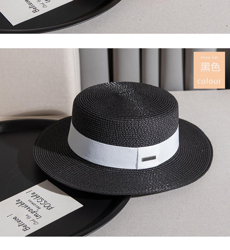 Fashion straw weaving travel sunshade sunscreen hat small flat top straw hat casual versatile hot-selling