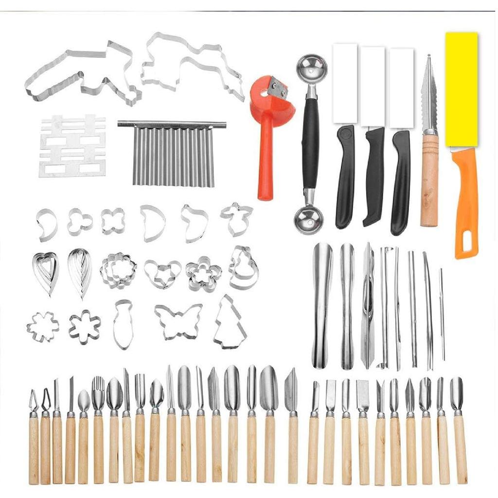 80Pcs Vegetable Fruit Carving Kit, Stainless Steel Peeling and Sculpting Tools Set, Kitchen Utensils for Garnish & Artistic Plating