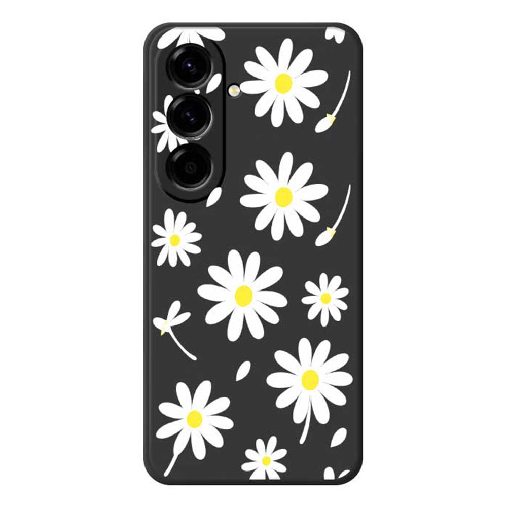 For Samsung Galaxy A56 5G Case White Daisy Pattern Printing Straight Edge TPU Phone Back Cover